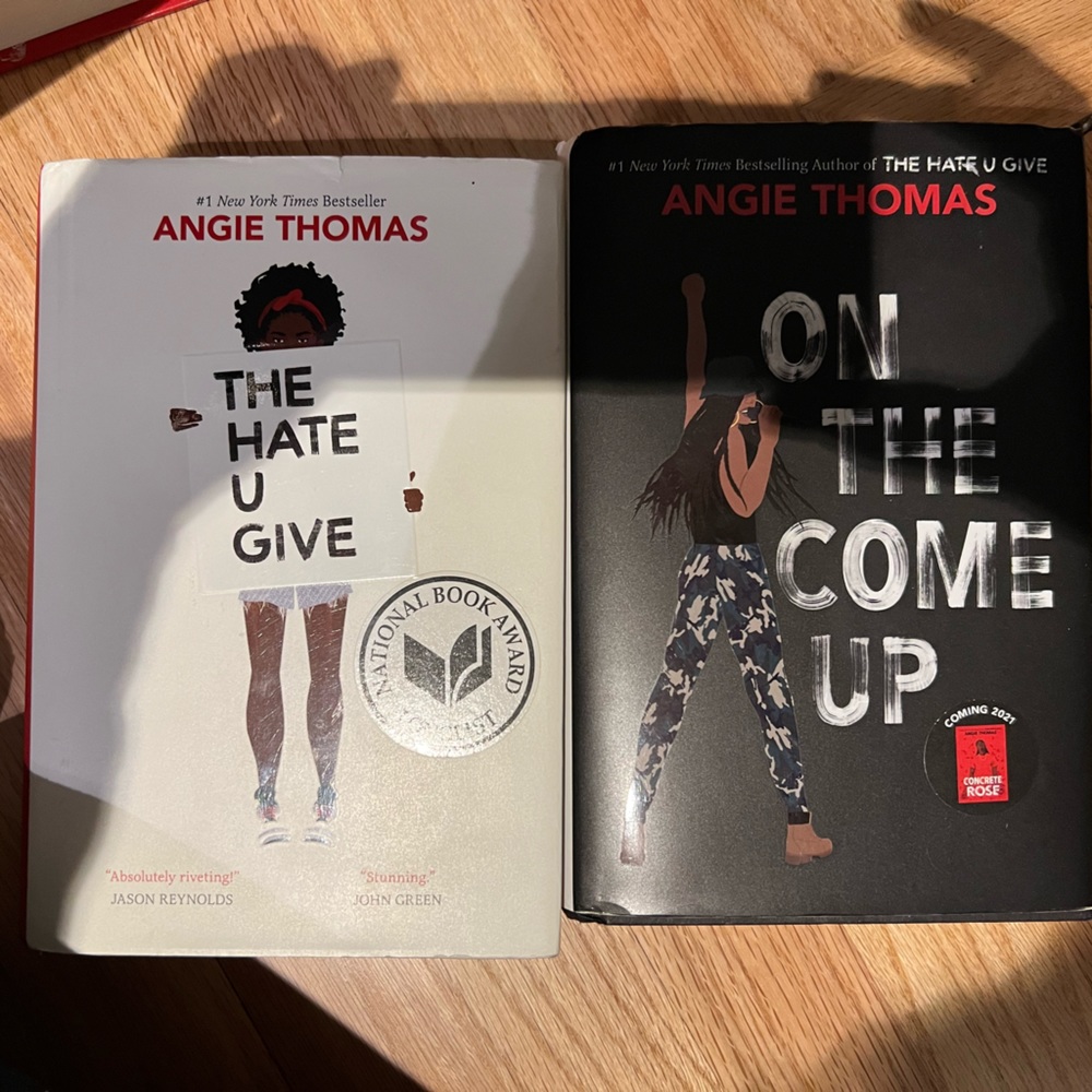 Bundle of two hardcover Angie Thomas novels. On the Come up & The Hate you Give